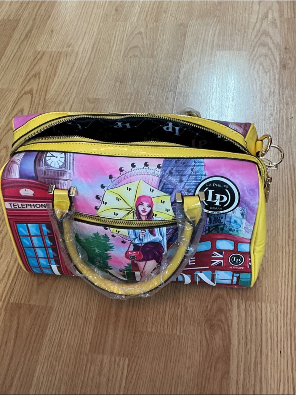 Yellow & Pink Graphic Dome Satchel
